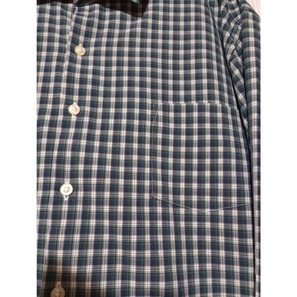 Peter Millar Shirt Men's Extra Large Summer Comfort Green Navy Button Front Long - Picture 3 of 8
